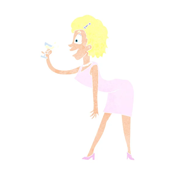 Cartoon vrouw met drankje — Stockvector