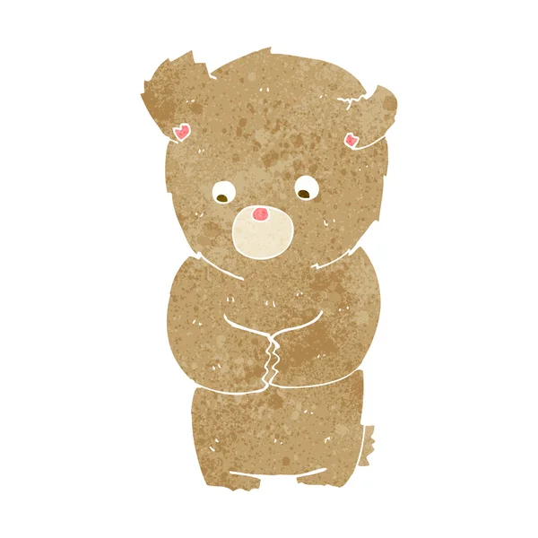 Cartoon shy teddy bear — Stock Vector