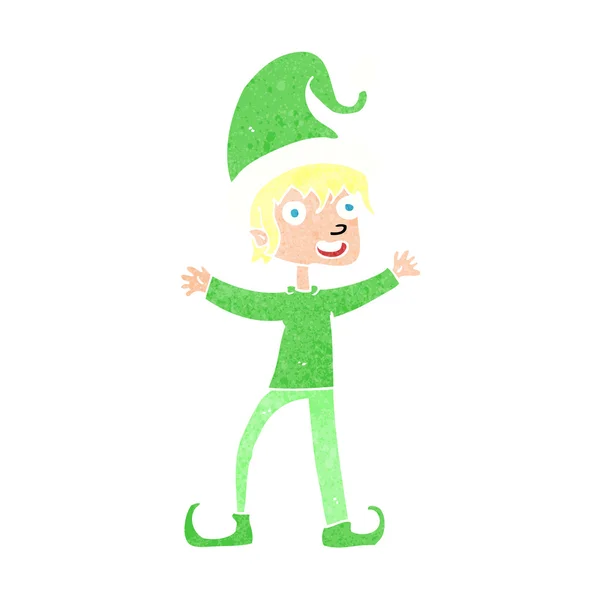 Cartoon excited christmas elf — Stock Vector