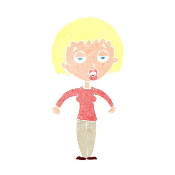 Cartoon vrouw shrugging schouders — Stockvector