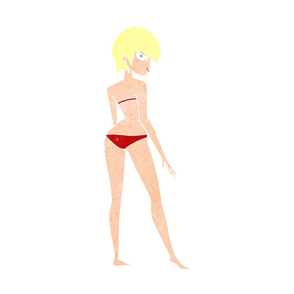 Cartoon vrouw in bikini — Stockvector