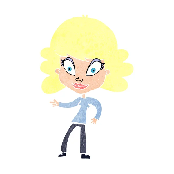 Cartoon woman wijzend — Stockvector