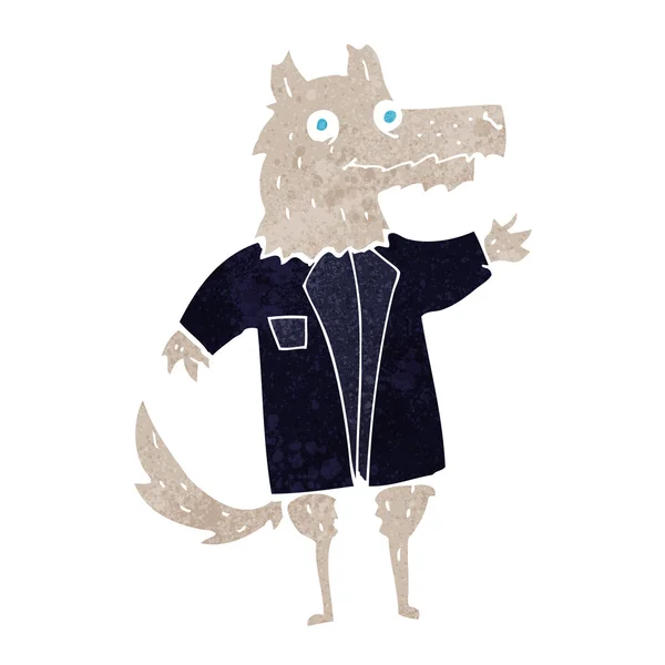 Dessin animé loup homme d'affaires — Image vectorielle
