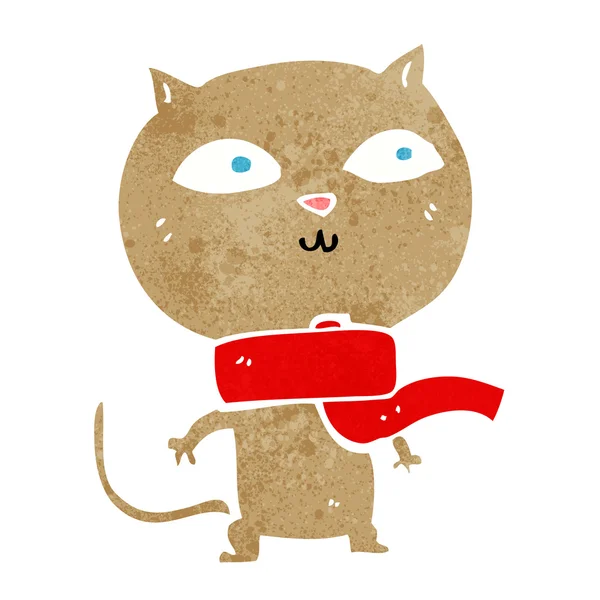 Мультяшний смішний кіт в шарфі — стоковий вектор