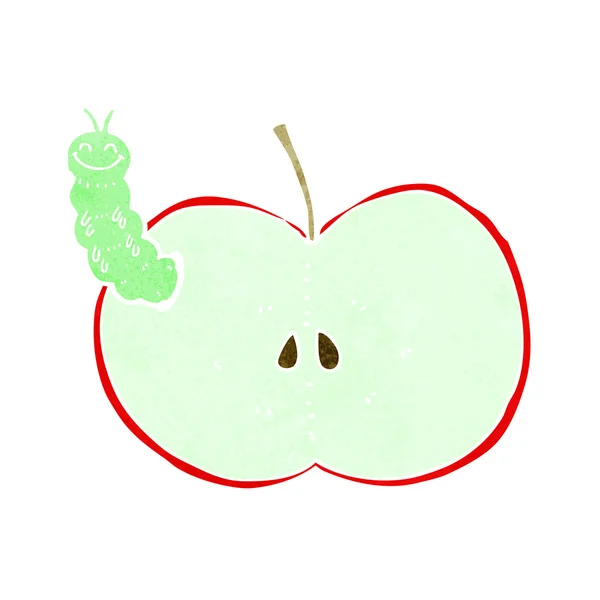 Kreskówka robak jedzenie jabłko — Wektor stockowy
