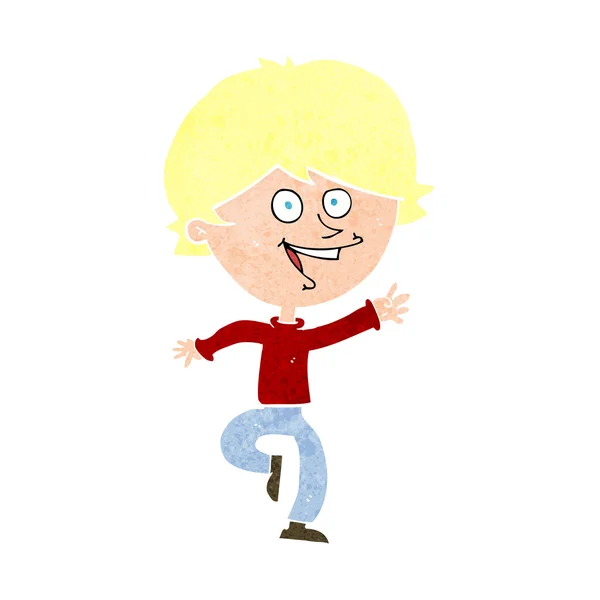 Dibujos animados niño saludando feliz — Vector de stock