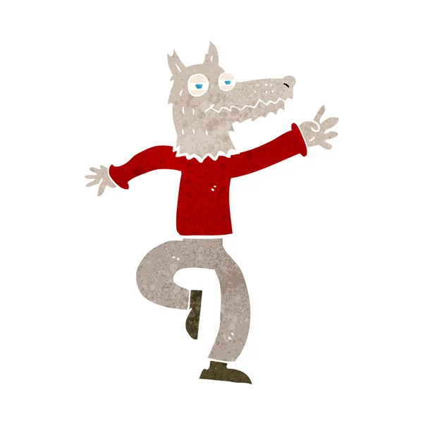 Cartoon happy wolf man — Stock Vector