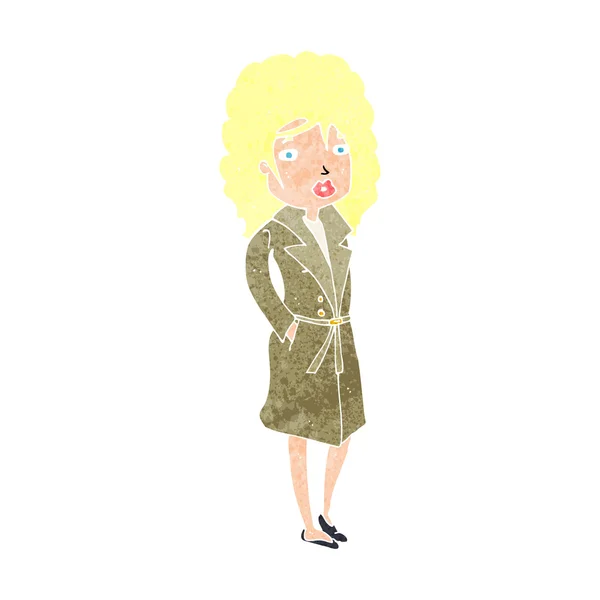 Femme dessin animé en trench coat — Image vectorielle