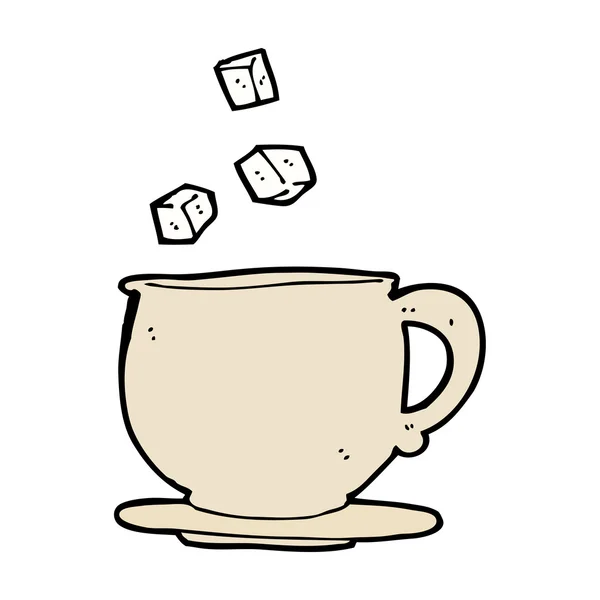 Tazza da tè cartone animato con cubetti di zucchero — Vettoriale Stock
