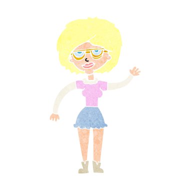 Çizgi filmdeki gözlüklü kadın.