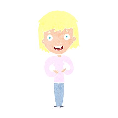 karikatür mutlu kadın