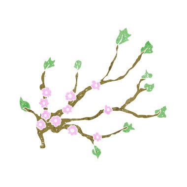 karikatür çiçekli dal