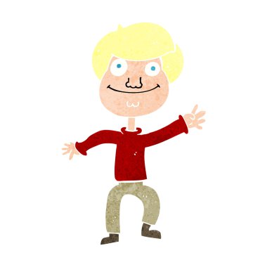 Çizgi film mutlu adam el sallıyor