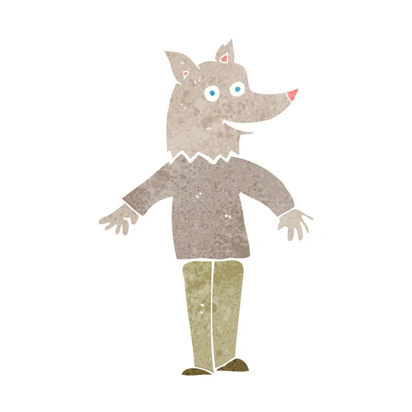 Cartone animato lupo mannaro felice — Vettoriale Stock