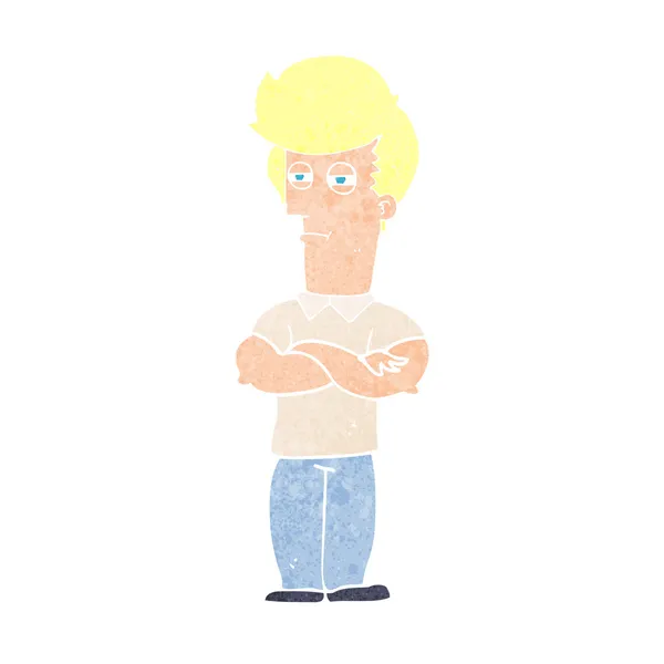 Cartoon man met gevouwen armen — Stockvector