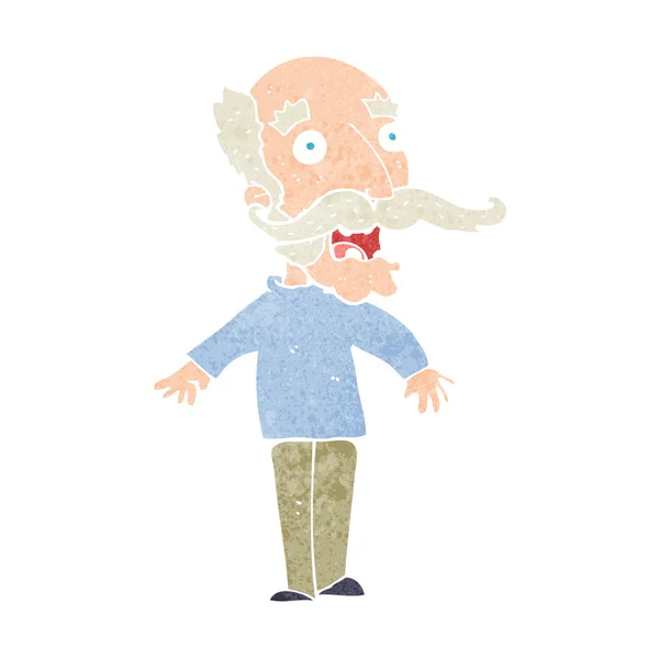 Cartoon old man gasping in surprise — Stock Vector