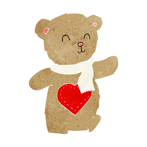 Cartoon teddy bear with love heart — Stock Vector