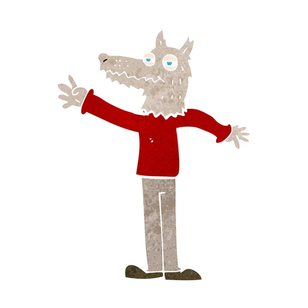 Cartoon waving wolf — Stock Vector