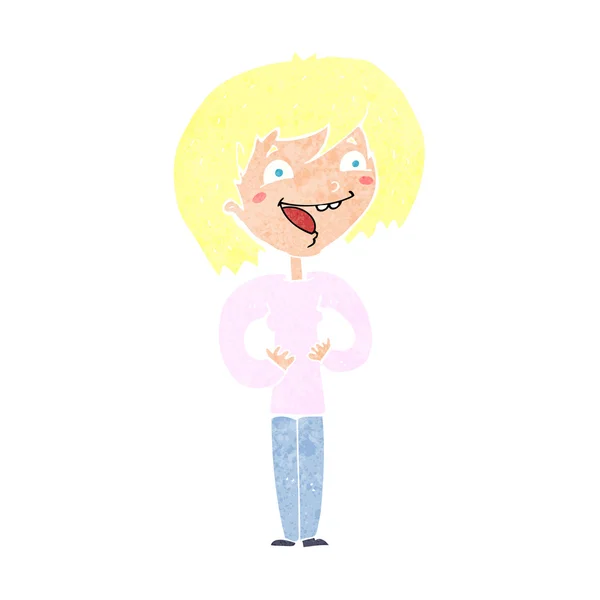 Cartoon excited woman — Stock Vector