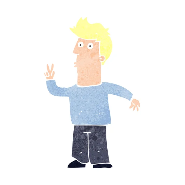 Hombre de dibujos animados dando señal de paz — Archivo Imágenes Vectoriales