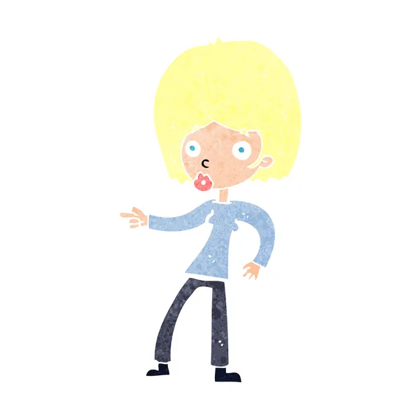 Cartoon woman wijzend — Stockvector