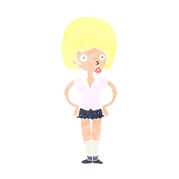 Femme dessin animé avec les mains sur les hanches — Image vectorielle