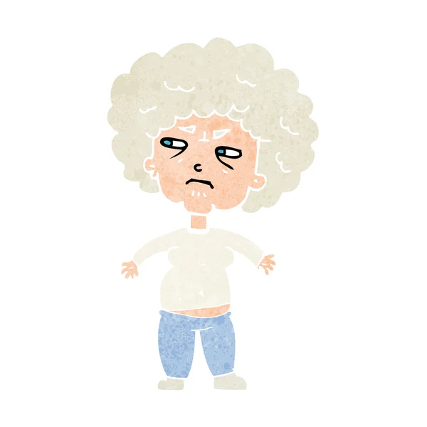 Karikatür rahatsız yaşlı kadın — Stok Vektör