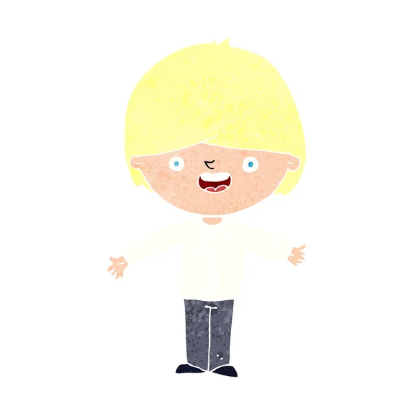 Cartoon gelukkig jongen met open armen — Stockvector