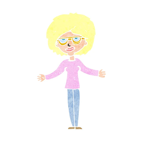 Cartoon vrouw draagt bril — Stockvector