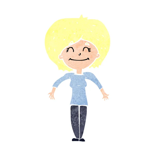 Cartoon vrouw shrugging schouders — Stockvector