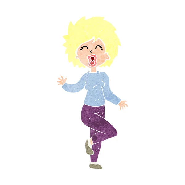 Mujer de dibujos animados bailando — Vector de stock