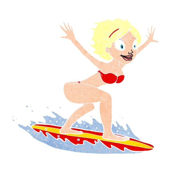 Cartoon surfer girl — Stock Vector