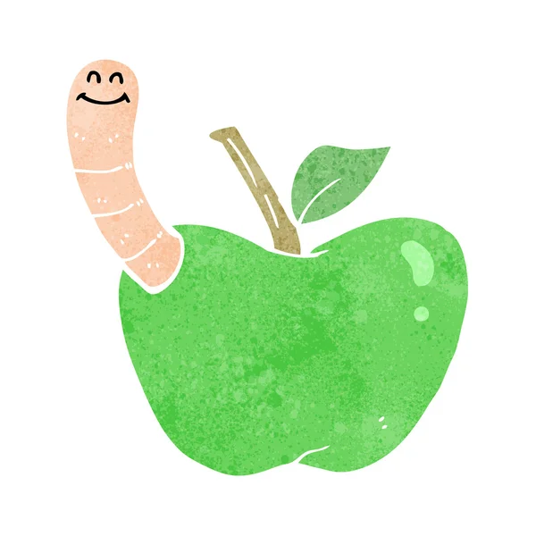 Cartoon-Apfel mit Wurm — Stockvektor