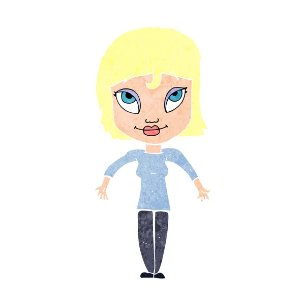 Cartoon meisje shrugging schouders — Stockvector