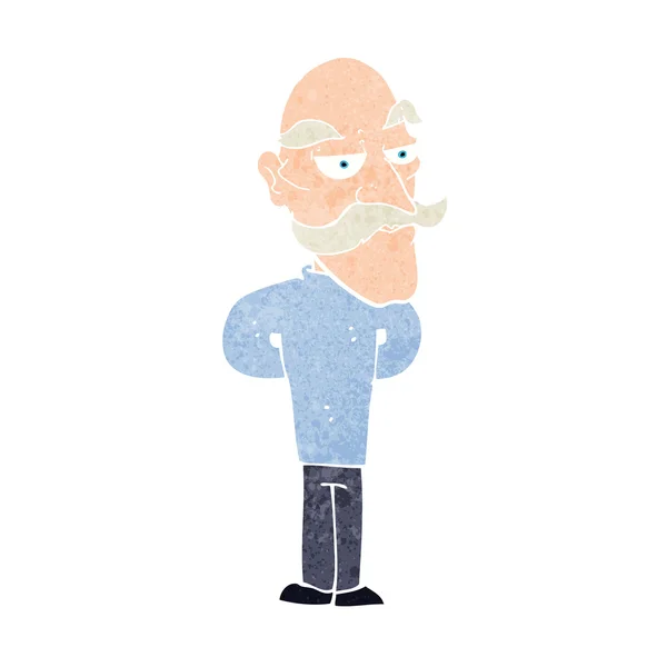 Cartoon oude man met snor — Stockvector