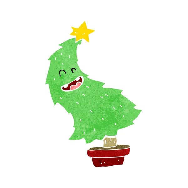 Árbol de Navidad de baile de dibujos animados — Vector de stock