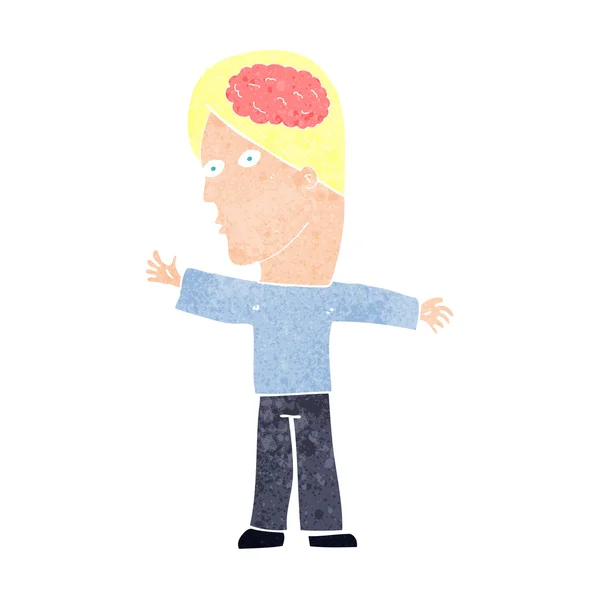 Hombre de dibujos animados con cerebro — Vector de stock