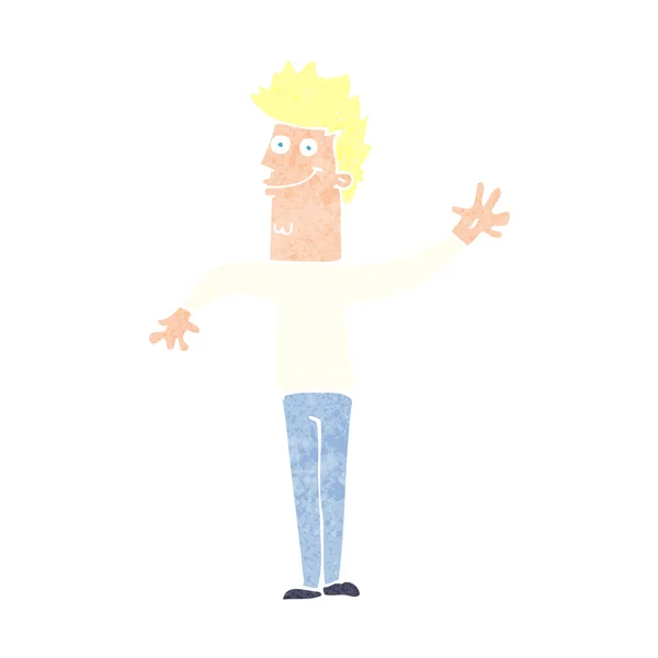 Cartoon happy waving man — Stock Vector