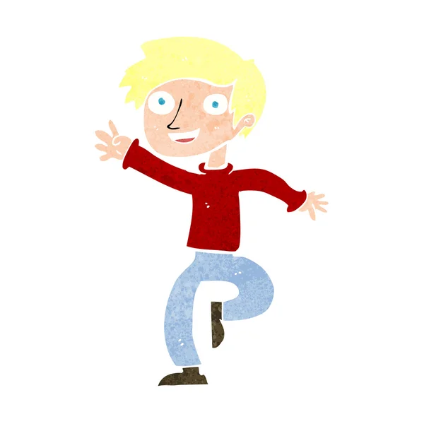 Cartoon excited boy dancing — Stock Vector