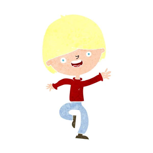 Desenho animado menino feliz dançando —  Vetores de Stock