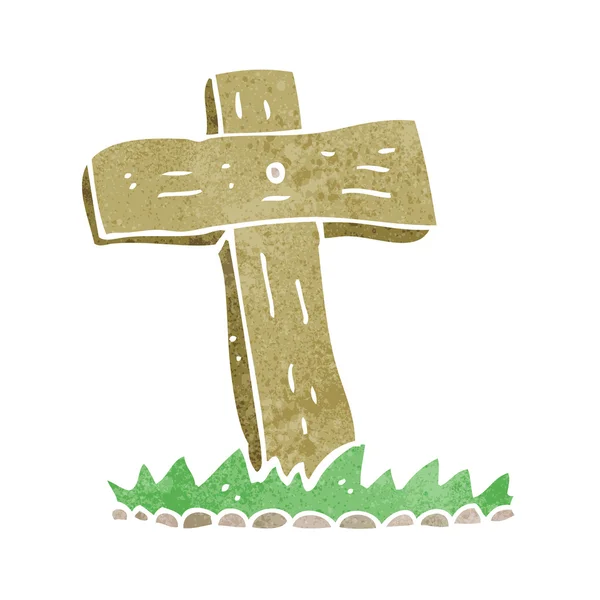 Dessin animé croix en bois tombe — Image vectorielle