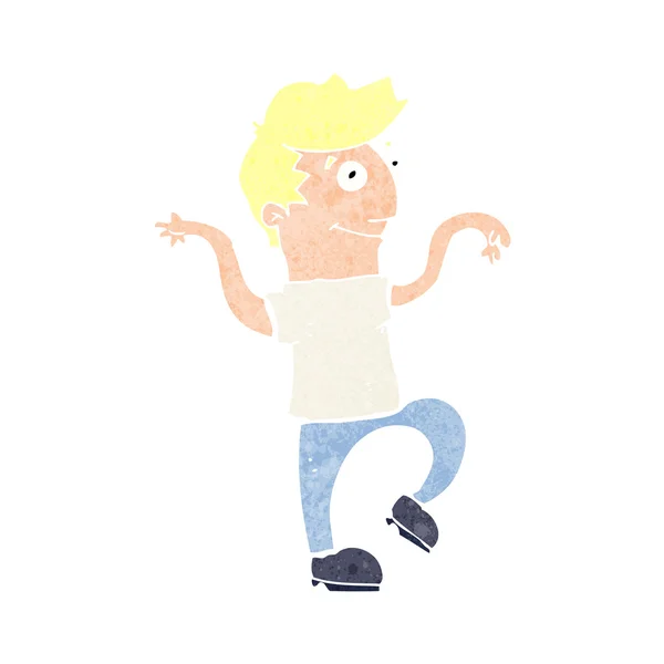 Kreslený šťastný muž dělá vtipný tanec — Stockový vektor