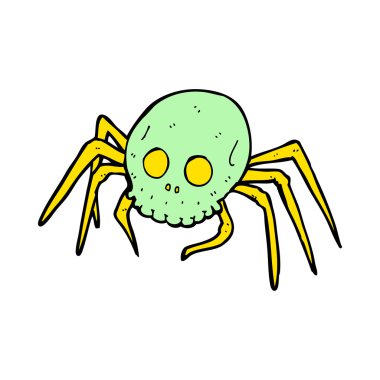 karikatür spooky halloween kafatası örümcek
