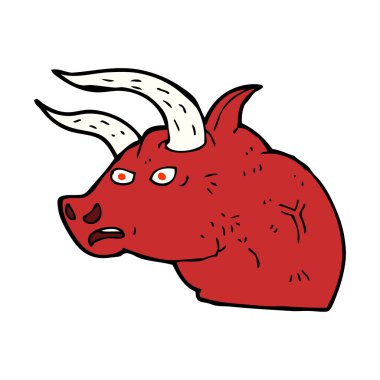 çizgi film kızgın boğa kafa.