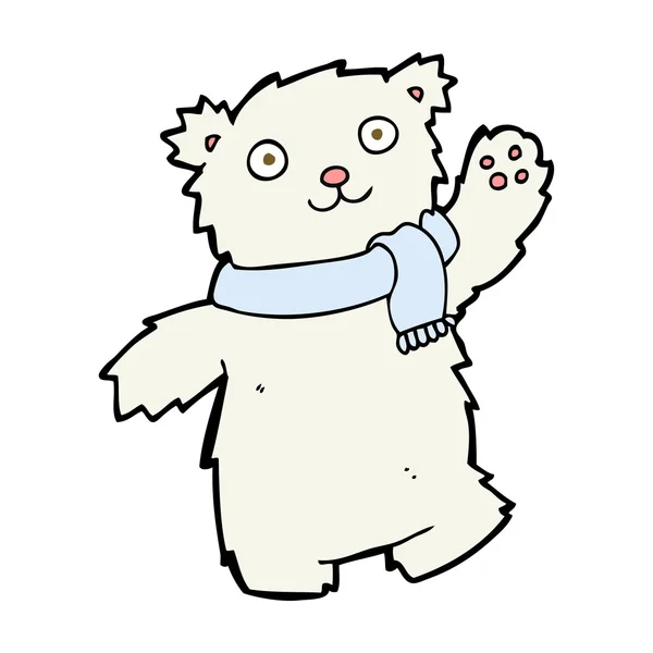 Oso de peluche de dibujos animados con bufanda — Vector de stock