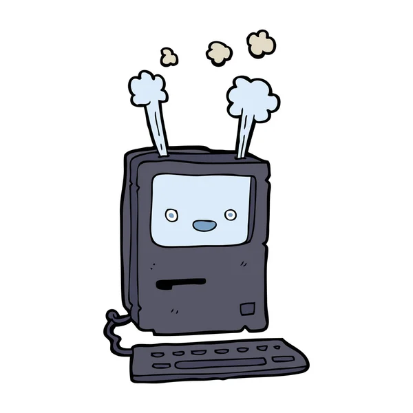漫画の古いコンピューター — ストックベクタ
