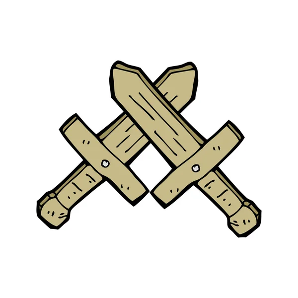 Kreslený dřevěné meče — Stockový vektor