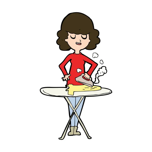 Cartoon woman ironing — Stock Vector