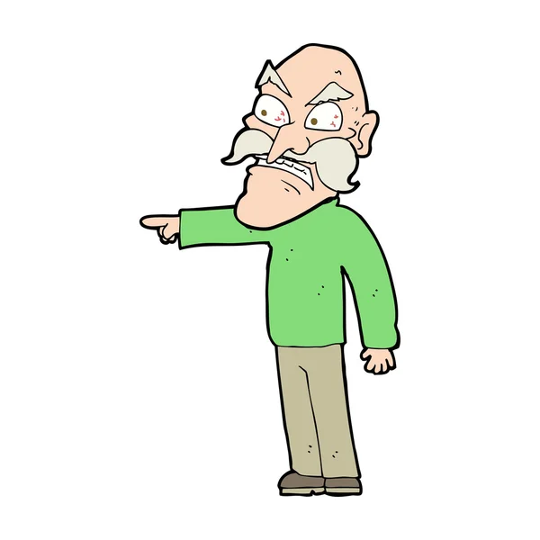 Cartoon furious old man — Stock Vector