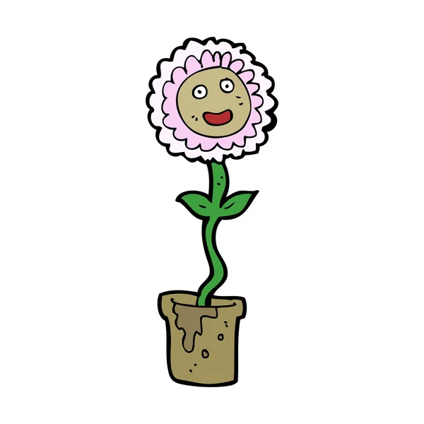 Cartoon bloem met gezicht — Stockvector